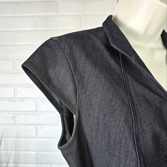 Calvin Klein Charcoal Grey Black Button Up Bodycon Midi Dress Size 8 - Picture 10 of 12